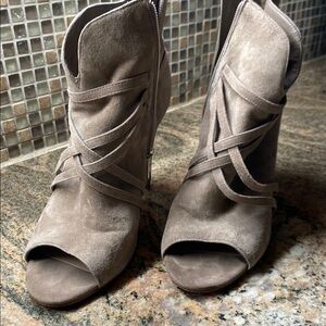 Elegant Tan Women's Peep-Toe Booties